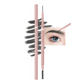 Eyebrow Pencil,2Pcs Professional Micro Brow Pencil with Spoolie Brush,Longwearing Waterproof Eyebrow Pencil,5 Colors to Choose. (#6 Black)