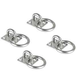4Pcs Stainless Steel Metal Pad Eye Plate Heavy Duty Stable Ring Hook Tie Ring Galvanized Diamond Boat Pad Eye Plate for Connectivity Horses