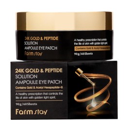 24K Parche Ocular en Ampolla con Solución de Oro y Péptidos - Parches Bajo Los Ojos para Las Arrugas - Mejora la Elasticidad de Piel - 60 pz