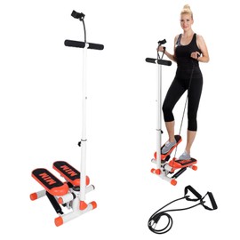 Steppers for Exercise at Home, Stepper with Handlebar and Phone Stand, Stair Stepper with Resistance Bands, Adjustable Height Stair Stepper 330 lb Capacity, Fitness Stepper with LCD Monitor (オレンジ)