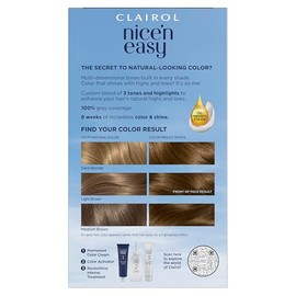 Clairol Nice 'n Easy Permanent Hair Color, 6 Light Brown, 3 Count Allergy Gentle Single-Step Hair Dye with Conditioners, Natural-Looking Color, Salon Highlights, 100% Grey Coverage