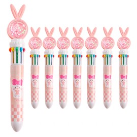 LEKAYIHU 8 Pcs Easter Pens Bunny Pens Gel Ink RollerBall Pens for Girls Students School Teens (Thick style)