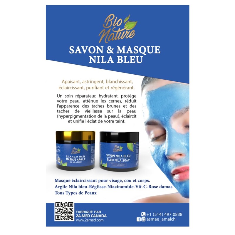 Savon Marocain Nila Bleue - Gommage exfoliant et éclaircissant corporel