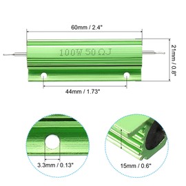 PATIKIL 100W 50 Ohm Aluminum Shell Resistor, 2 Pack Aluminum Housing Resistor Housed Case Wirewound Resistors Screw Tap Power Resistor 5% Tolerance, Green