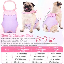 3 Pieces Dog Diaper Striped Sanitary Pantie with Adjustable Suspender Washable Reusable Puppy Sanitary Panties Cute Pet Underwear Diaper Jumpsuits for Female Dogs (Delicate Pattern, L)