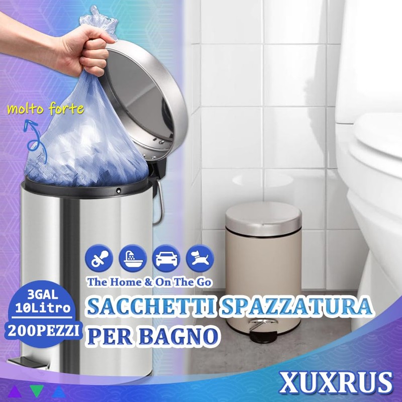 XUXRUS 200 Stück kleine Müllbeutel, Müllbeutel, 10 Liter, 45 x