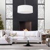 Modern 3-Light White Drum Pendant Light Fixture, 16''Nickel Fabric Shade,