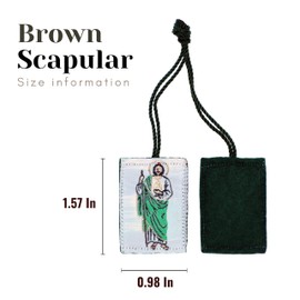Scapular San Judas Tadeo Pack of 3 San Judas necklace scapulars catholic necklace St Jude Saint Jude necklace scapulars catholic brown green scapular escapularios catolicos, Polyester, No Gemstone