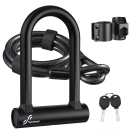 Sportneer Bike Lock: Heavy Duty Anti Theft Bike U Lock with 5ft Security Stee...