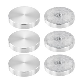 uxcell M8 Thread 40mm Diameter Round Shape Aluminum Disc Hardware 6pcs, Aluminum Circle Disc Glass Top Adapter for Glass Table, Silver