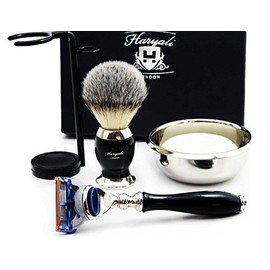 5 pieces shaving kit gift for men (5 edge razor, brush, bowl, stand) brand field