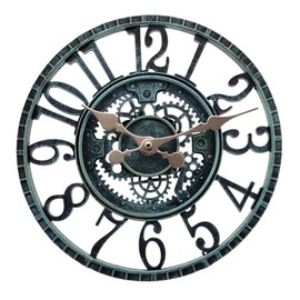 YTAONS Outdoor Wall Clock for Garden, Patio and Deck, 12in Garden Clock Waterproof Clocks -Not Silent (Turquoise-A)