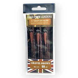 TJR Tackle Carp Leaders Solid Bag Lead Free Drop Off QC Swivels 3 per pack … (Gravel Brown)