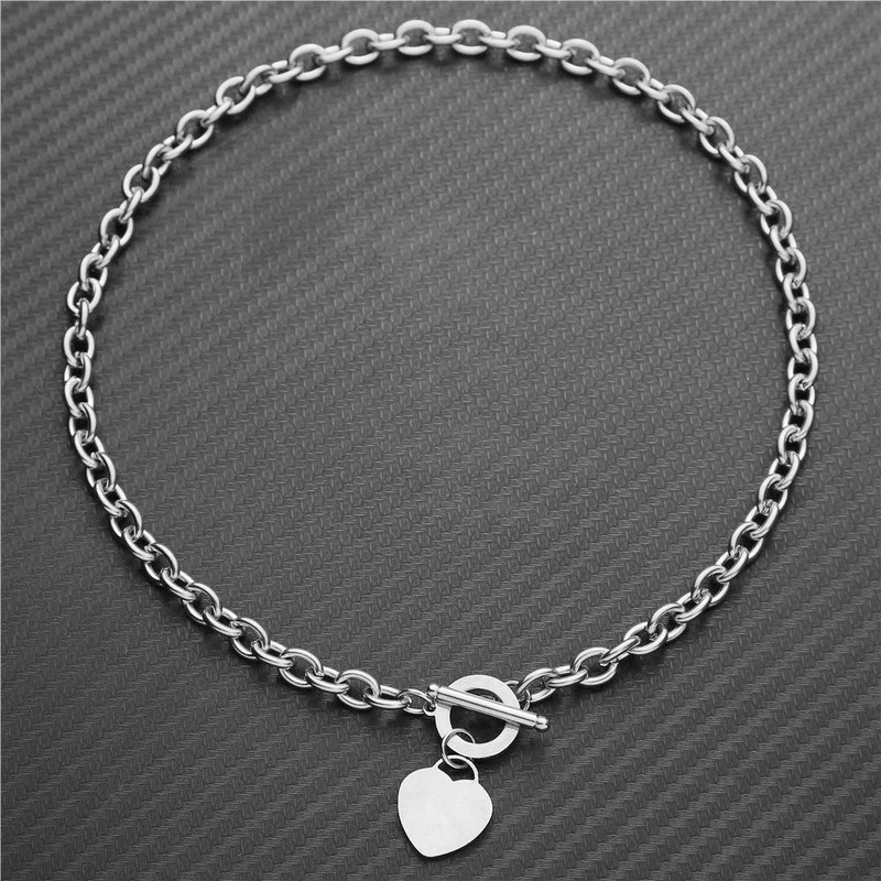 WangGao Elegent Love Stainless Steel Link Chain Blank Heart Charms