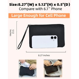 2 Pack Small Zipper Pouch Mini Makeup Bag for Purse Lipstick Cosmetic Travel Make Up Organizer for Women Essentials Feminine Products, Car Change Coin Holder 8x5 Phone Wristlet Wallet, Black, Silver