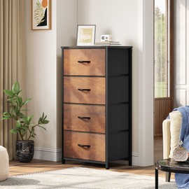 YITAHOME Dresser with 4 Drawers - Fabric Tower, Organizer Unit for Living Room, Closets - Sturdy Steel Frame, Easy Pull Fabric Bins & Wooden Top