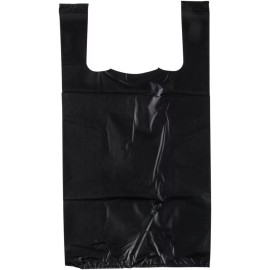 Rainbow 1/8B, 1/8-Size Black Plastic T-Shirt Shopping Bags, 1000/Cs