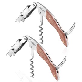2-Pack Wine Opener Waiter Corkscrew, Premium 420 Stainless Steel Wine Bottle Opener with Foil Cutter & Cap Remover, Double Hinged Manual Wine Key for Bartenders, Servers, Waiters and Home Use