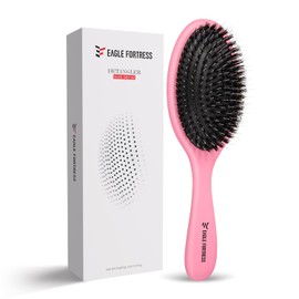 Glidease Matte Boar Bristle Hair Brush with Nylon Refined Smooth Bristle for Women, Men, and Kids - Effortless Detangler Hair Brush Ideal for Thick, Thin, Fine All Hair (Rose)