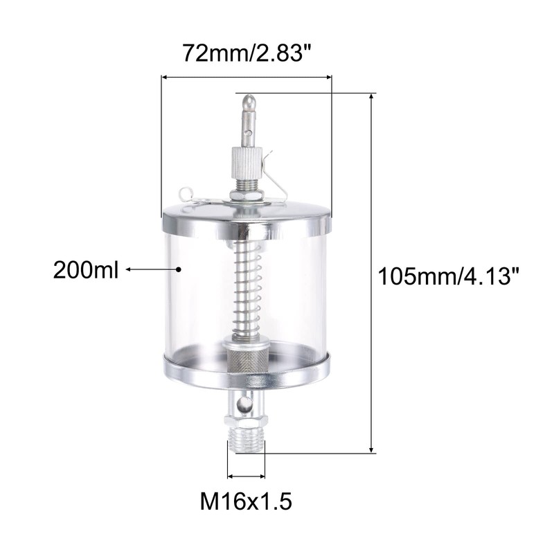 uxcell Needle Valve Type Oil Cup M16x1.5 Thread 200ml Sight
