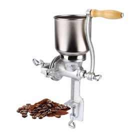 Corn Grinder with High Hopper, Grain Mill, Manual Grinder For Corn, Rice, Soybeans, Pepper, Chickpeas, Cast Iron Wheat Grinder Dry&Wet Grinding For Domestic Use