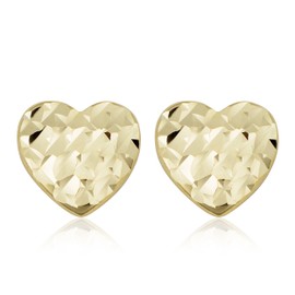 Kooljewelry 14k Yellow Gold Heart Stud Earrings