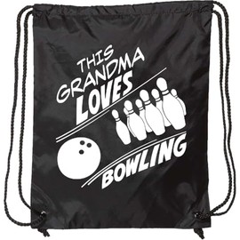 inktastic This Grandma Loves Bowling with Pins and Ball Drawstring Bag Black 3877d
