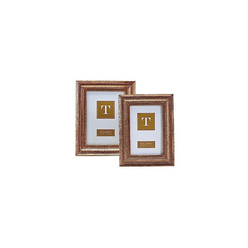 Two's Company Gold Fern Set of 2 Photo Frame Includes