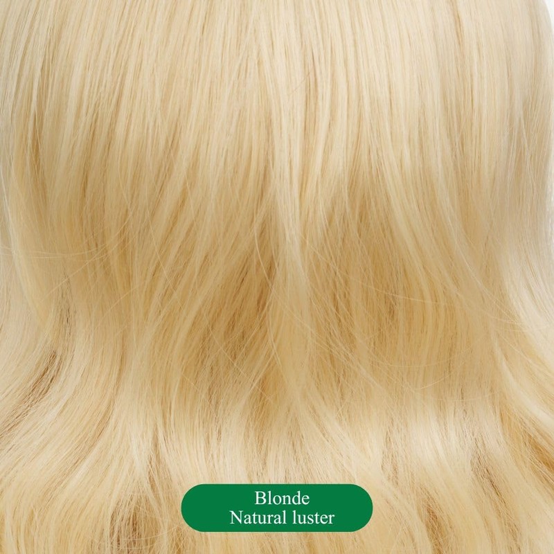 Blonde Curly Womens Wig Retro Wig with Bangs Shoulder Length