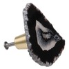 mookaitedecor Set of 6 Drawer Knobs Black Agate Brass Decoration