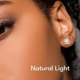 KRKC Moissanite Earrings, Lab Grown Diamond Stud Earrings for Women, 14K Gold Plated Sterling Silver, Regal Crown Design, 2 Carat D Color VVS1, Hypoallergenic, Gift for Wife, Mom, Her