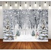 LYCGS 10x8ft Winter Backdrop Winter Snowy Forest Backdrop Winter Party