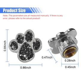 4PCS Bing Car Tire Valve Stem Caps, Dustproof Tire Air Cap, Crystal Rhinestone Tire Valve Cap for Women, Universal Dog Paw Car Tire Cap for Most Car, SUV, Truck, Motorcycle (Black)