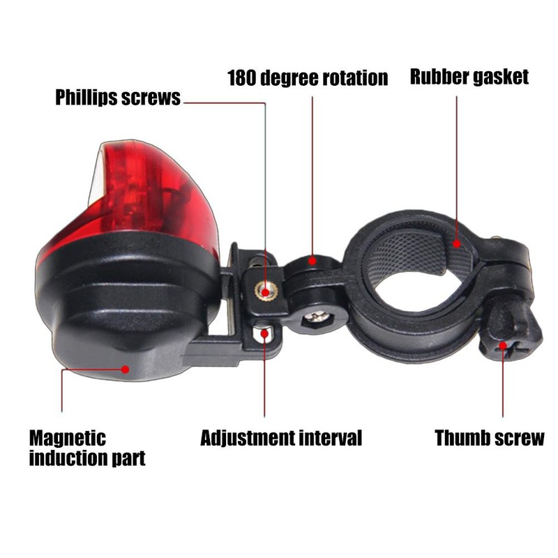 Bike LED Tail Light Self Powered Magnetic Induction Bike Light