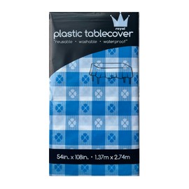 ROYAL7 3 Pack Floral Blue Gingham Check, Rectangle Disposable Plastic Tablecloth for Picnic, Birthday, BBQ, Party, Wedding (Floral Blue Gingham Check, Rectangle, 54in. X108in.)