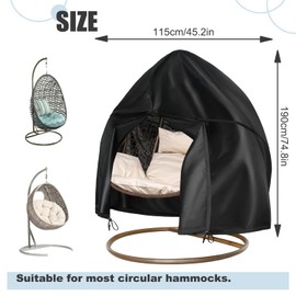 Hanging Chair Cover, 420D Oxford Protective Cover Hanging Chair, Hanging Basket Hanging Chair Protective Cover with Zip and Drawstring, Hanging Chair Cover, Waterproof Protective Cover, Swing Egg