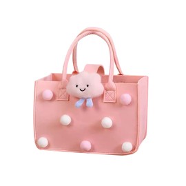 XUEHOU Felt Bag Shopper Shopping Bag Large Shopping Bag Foldable Felt Bag Shopping Basket Felt Handle Bags Women's Shopping Cute Pink Bag for Going Out Shopping, pink