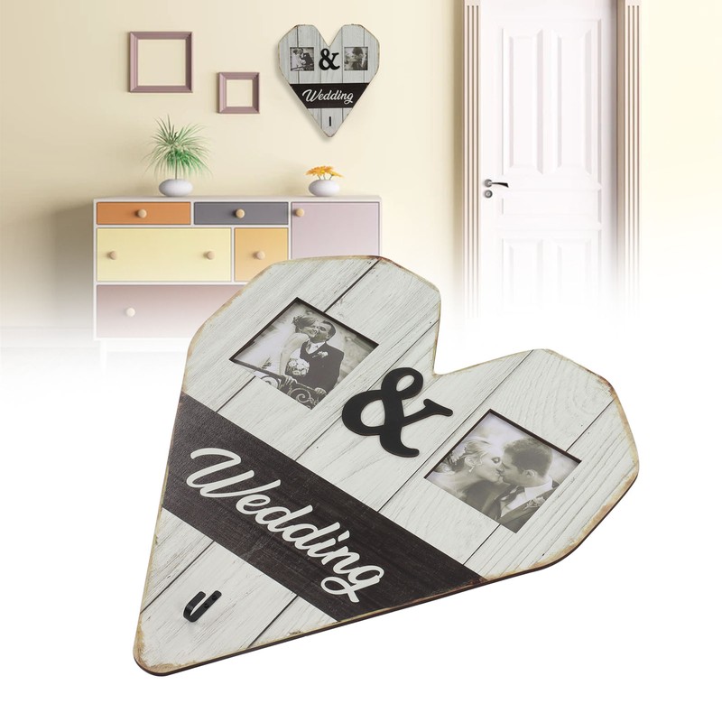 Wood Wedding Picture Frame Key Hook Wall Hanging Decoration Love