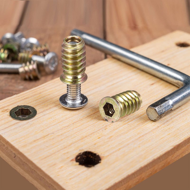 sourcing map M10x20mm Threaded Inserts for Wood Hex Socket Drive