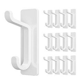 12-Pack Stick on Hooks for Hanging - Extra Sticky 6KG (Max), Metal Stainless Coat Hook on Door for Towel Coat Hat Key, Heavy Duty, Wall Mounted, White