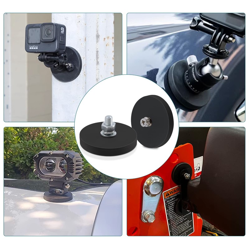 4Pcs Rubber Coated Magnets, 30LBS Bolt on Magnets with M6