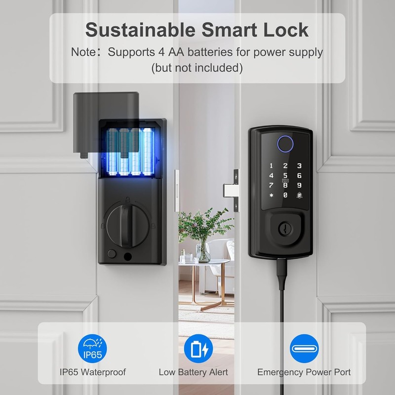 Smart Door Lock,Keyless Entry Door Lock for Front Door,Security Smart