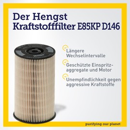 HENGST Fuel Filter Type E85KP D146 - Fuel Filter Insert, Gasket Set for Cars - Filter for Fuel, Filter for Cars