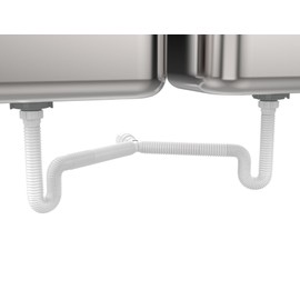 EASYDRAIN Double Kitchen Sink P-Trap | Expandable & Flexible 1-½" with 2 Female Threaded Nut