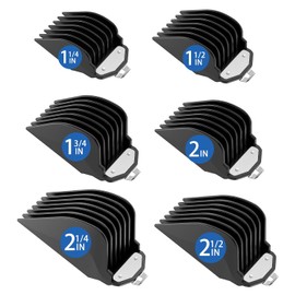 Clipper Guards Cutting Guides with Metal Clip for Wahl Hair Clippers, Hair Clipper Guards 6 Lengths 1.25"/1.5"/1.75"/2"/2.25"/2.5", Fits Most Full Size Wahl Clippers (10 12 14 16 18 20, Black)
