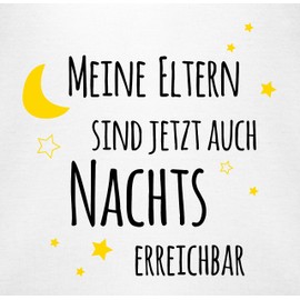 Shirtracer - Baby Bodysuit Boy Girl - Sayings - Meine Eltern sind jetzt auch nachts erreichbar Stars Black/Yellow, 1 White