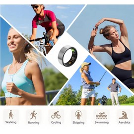 Smart Wellness Ring, Stylish Fitness Tracker with Heart Rate, Blood Oxygen, Blood Pressure, Sleep & Step Monitor. IP68 Waterproof, No Subscription, iOS & Android Compatible (Silver, 7)