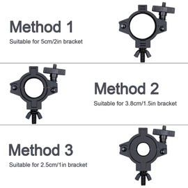 Stage Lighting Truss Clamp, Heavy Duty Mounting Hook for DJ Lights,Lighting O clamp Fit 3 Size Pipe Diameter: 25mm/1inch, 38mm/1.5inch, 50mm/2inc（2 Pack Black）
