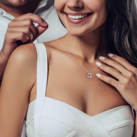 Iefil Iefil April Birthstone, Necklace for Women, Sterling Silver, Simulated Diamond, Anniversary Birthday Gifts for Wife Girlfriend Mom Women