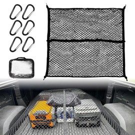 Luggage Net 120 x 120 cm Highly Elastic Boot Net Extends to 210 x 210 cm Car Net with 4 Robust Hooks for Pickup Trucks, Trucks, Trucks, Double Layers